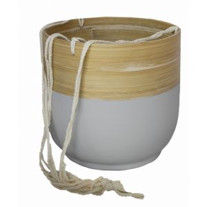 Bamboo Hanging Planter Grey D16Cm