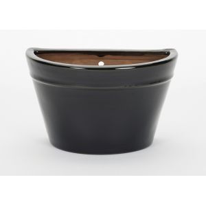 Black Glazed Jar Wall Pot 20cm